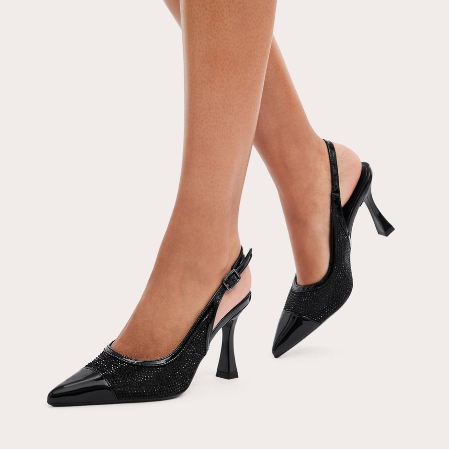 MIDNIGHT SLING Black Fabric Heel by CARVELA