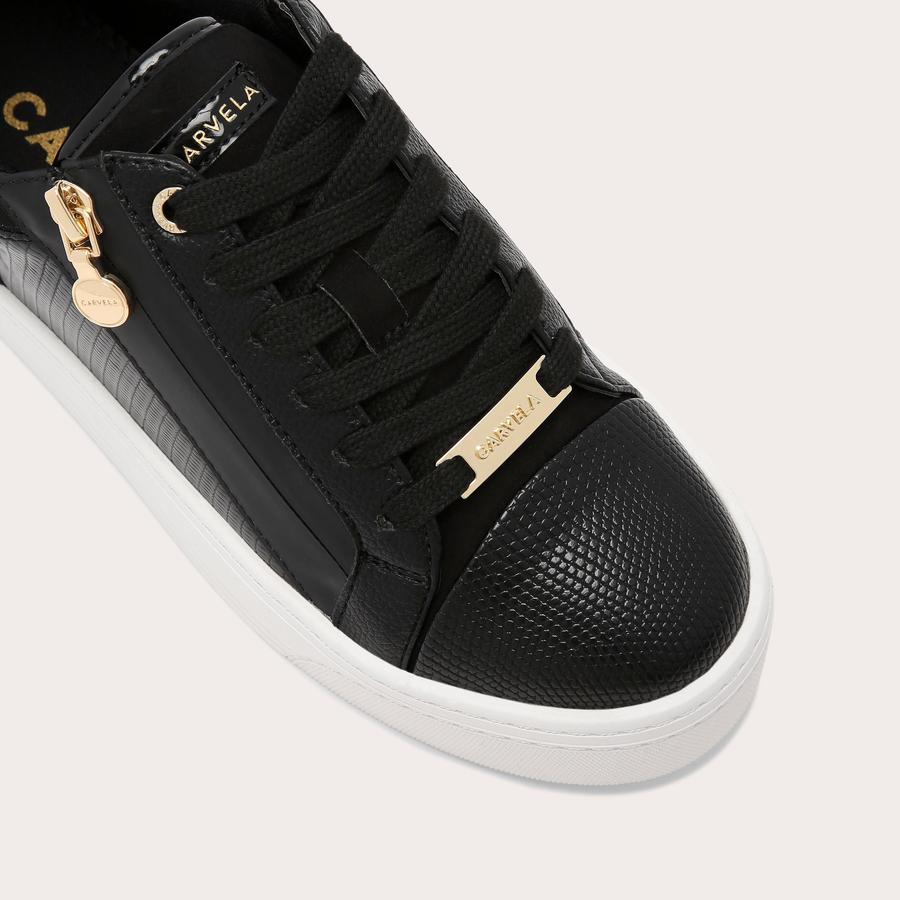 STATEMENT ZIP Black Lizard Trainer by CARVELA