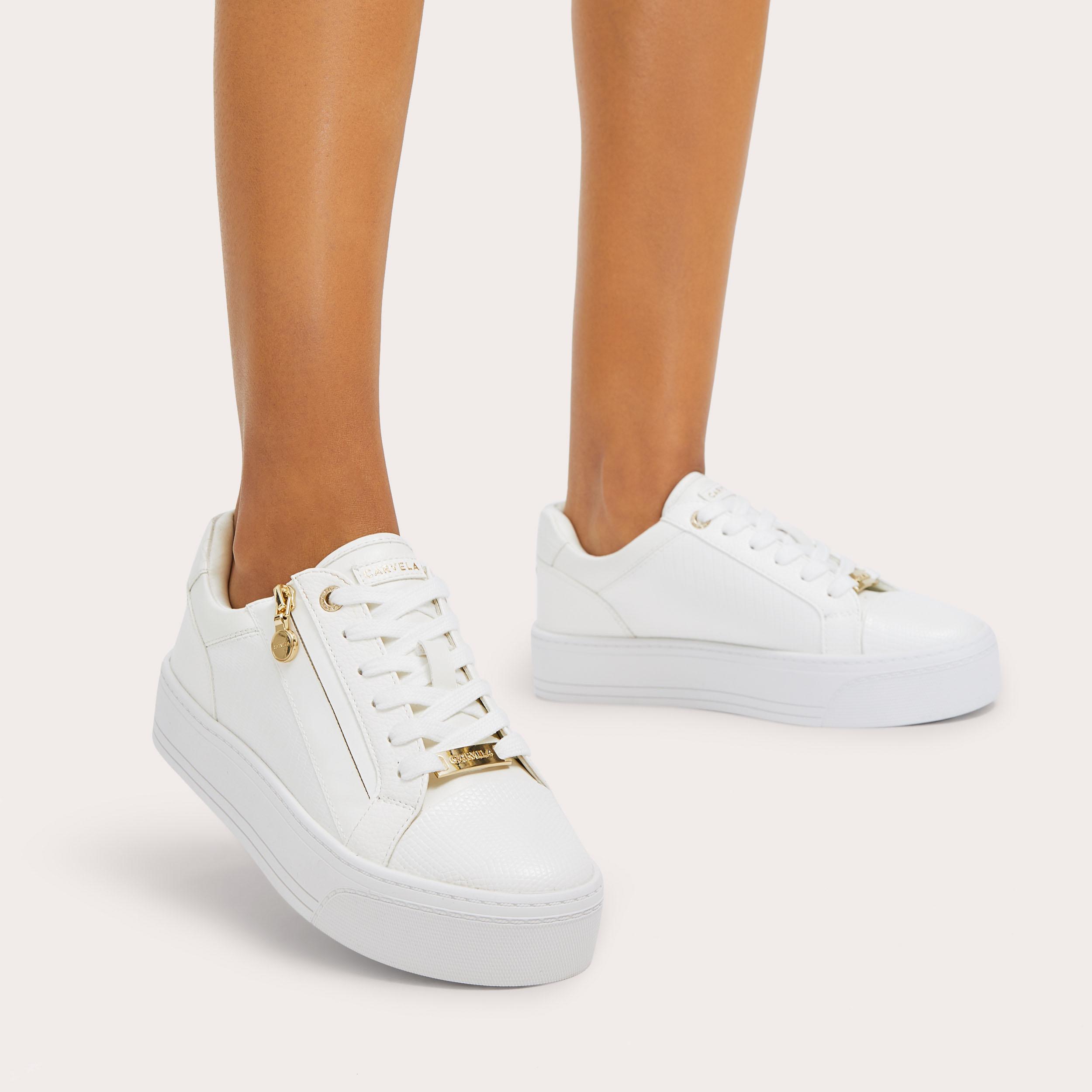 Lacoste New Carvela Sneakers For Ladies STATEMENT ZIP White