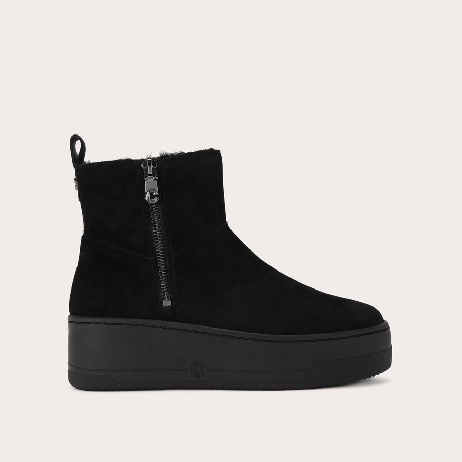 CONNECTED ZIP CHELSEA Black Suede Ankle Boot by CARVELA