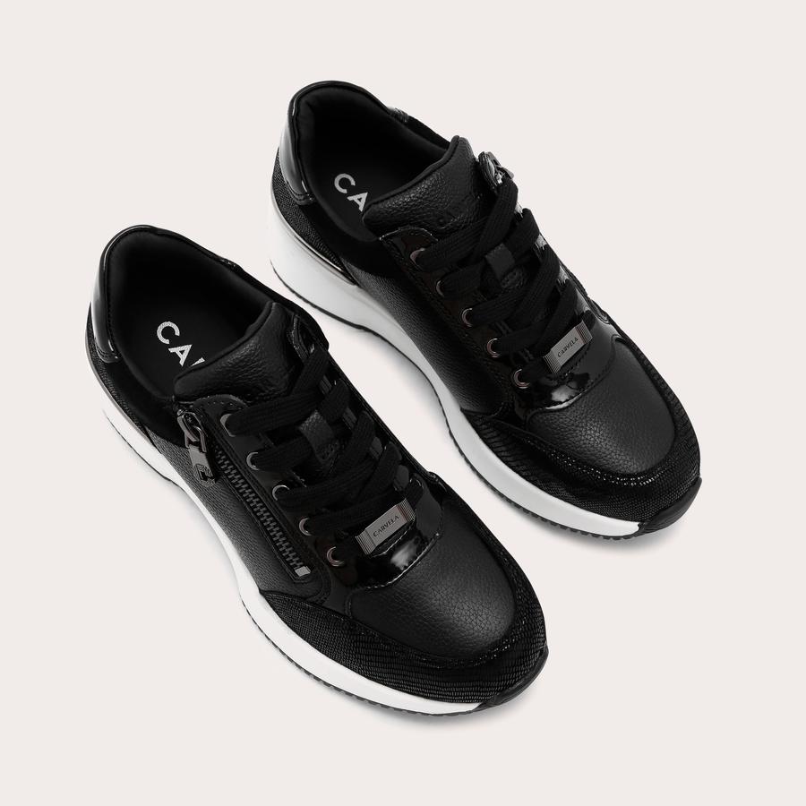 Black leather wedge sneaker best sale