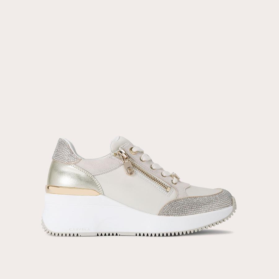 Silver wedge sneakers online