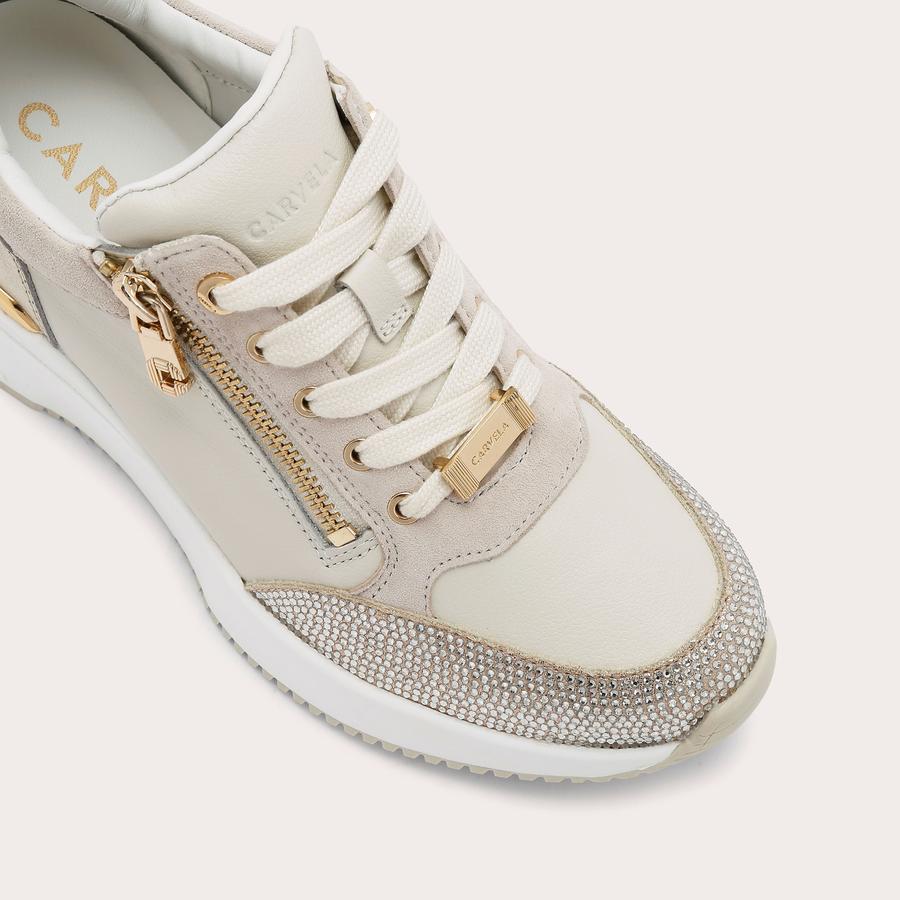 SKYLINE WEDGE SNEAKER Bone Lace Up Trainer by CARVELA