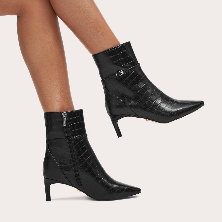 IMPRESS ANKLE Black Croc Ankle Boot by CARVELA