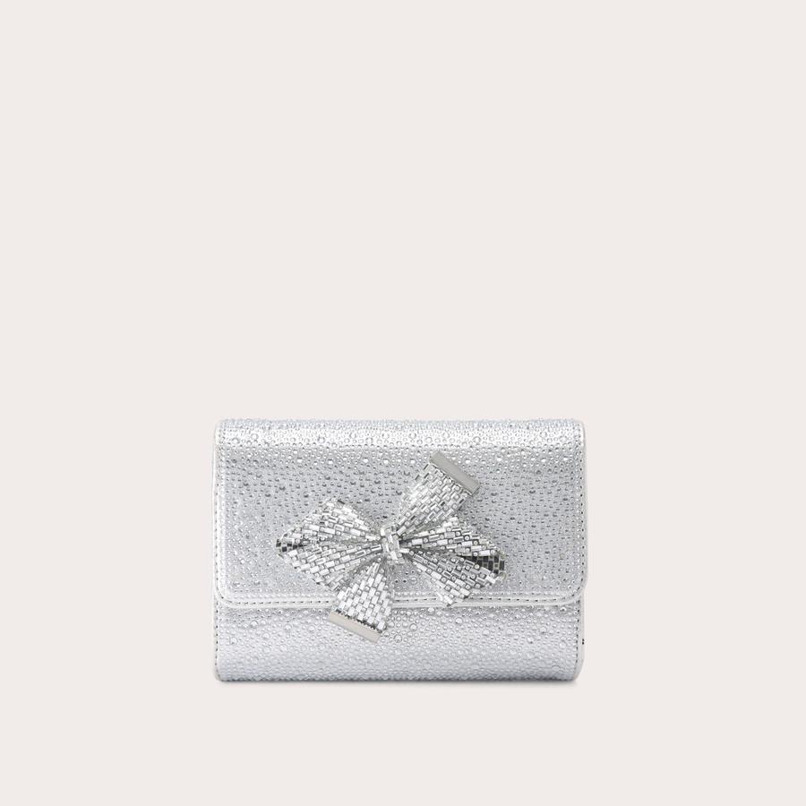 REGAL BOW SHOULDER Silver Bow Shoulder Bag by CARVELA