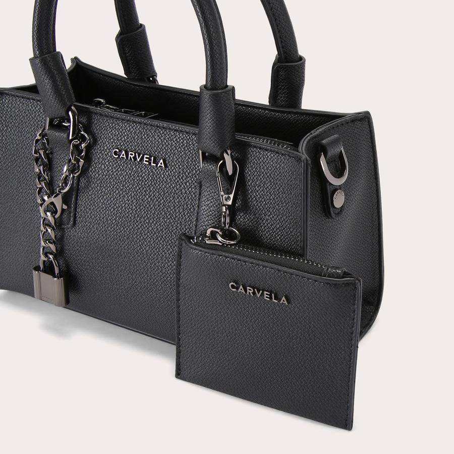 LATTE EAST WEST Black Tote Bag by CARVELA