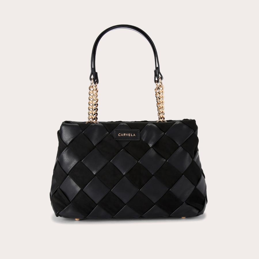 LEXI WEAVE TOTE 3 Black Woven Tote Bag by CARVELA