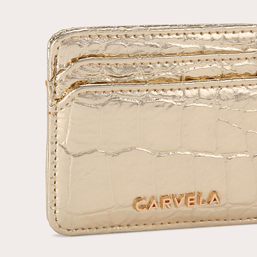 JESSICA CARD HOLDER Gold Croc Embossed Card Holder by CARVELA