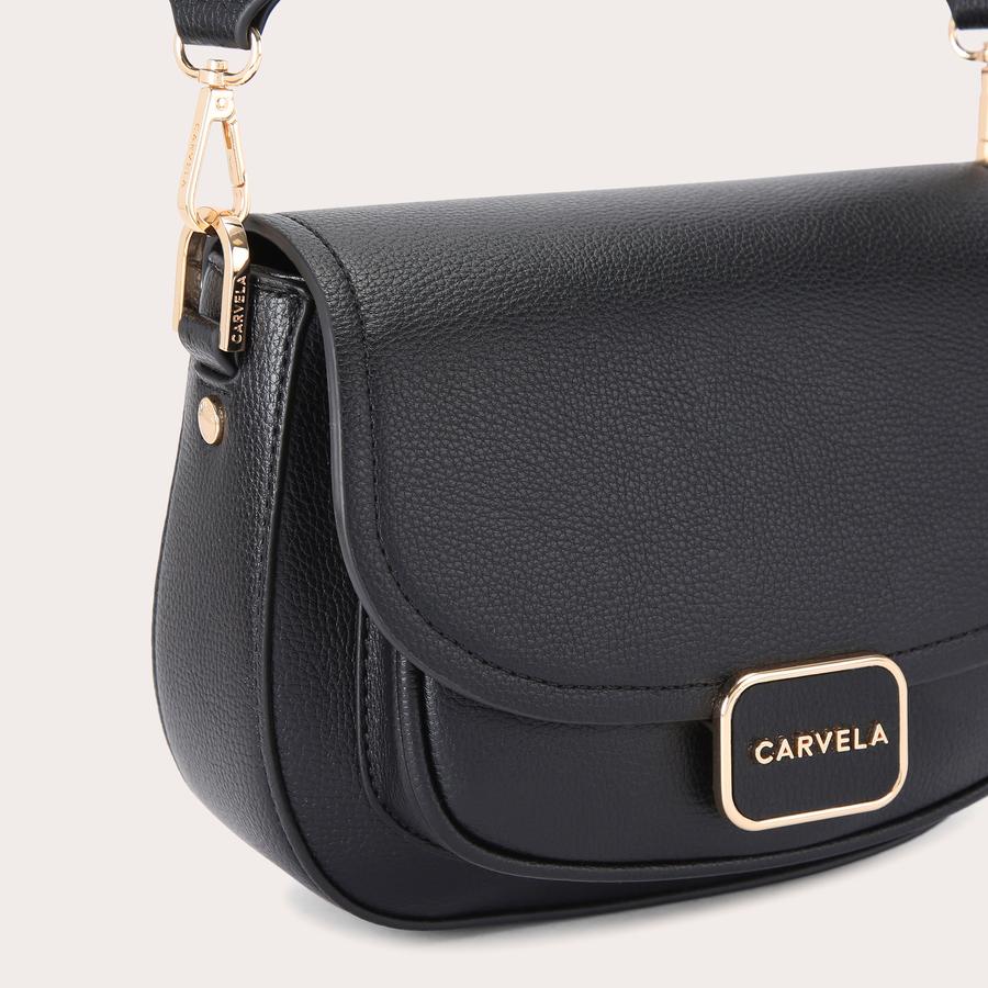 BOXY SADDLE BAG Black Cross Body Saddle Bag by CARVELA