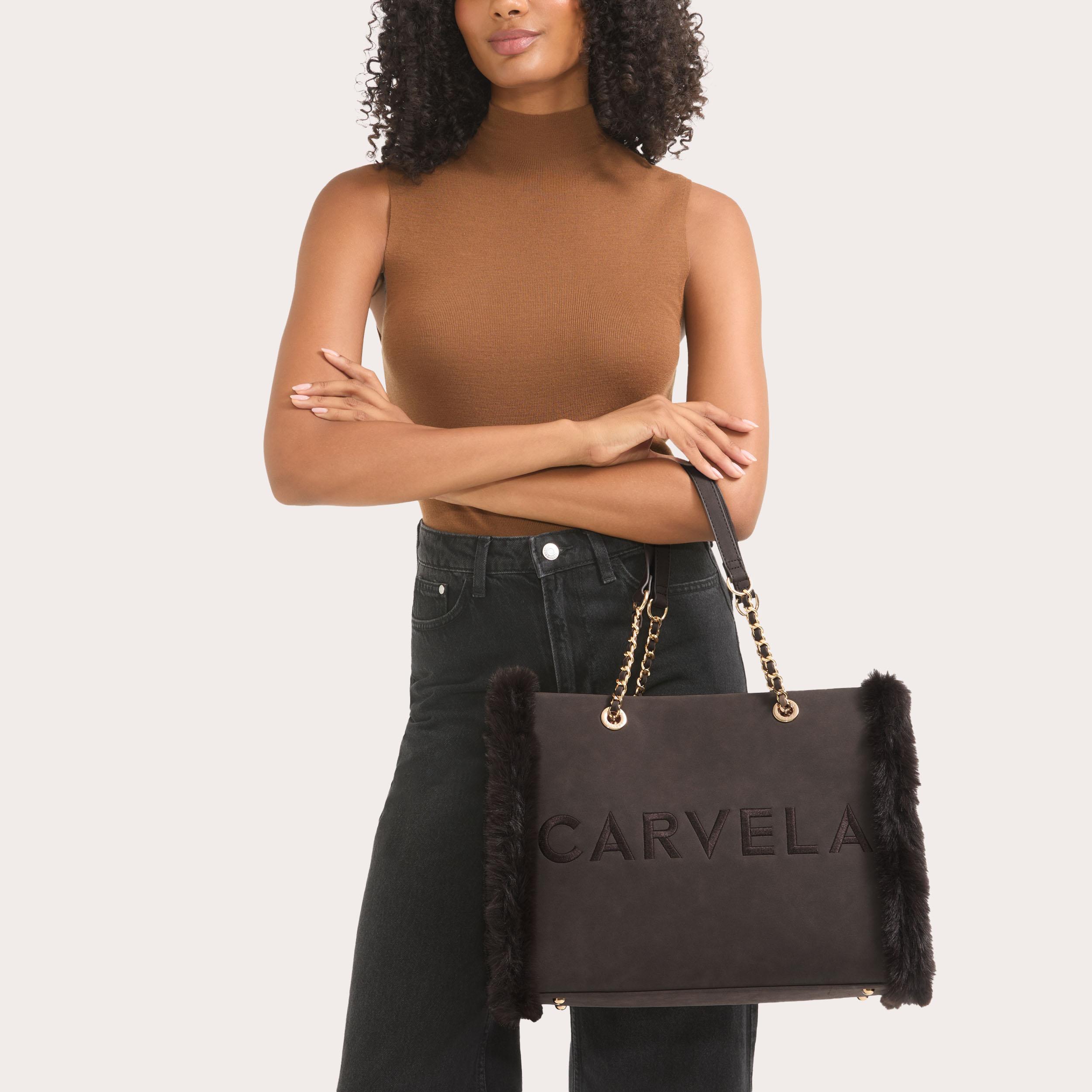 FRAME FUR TOTE Dark Brown Fur Tote Bag by CARVELA