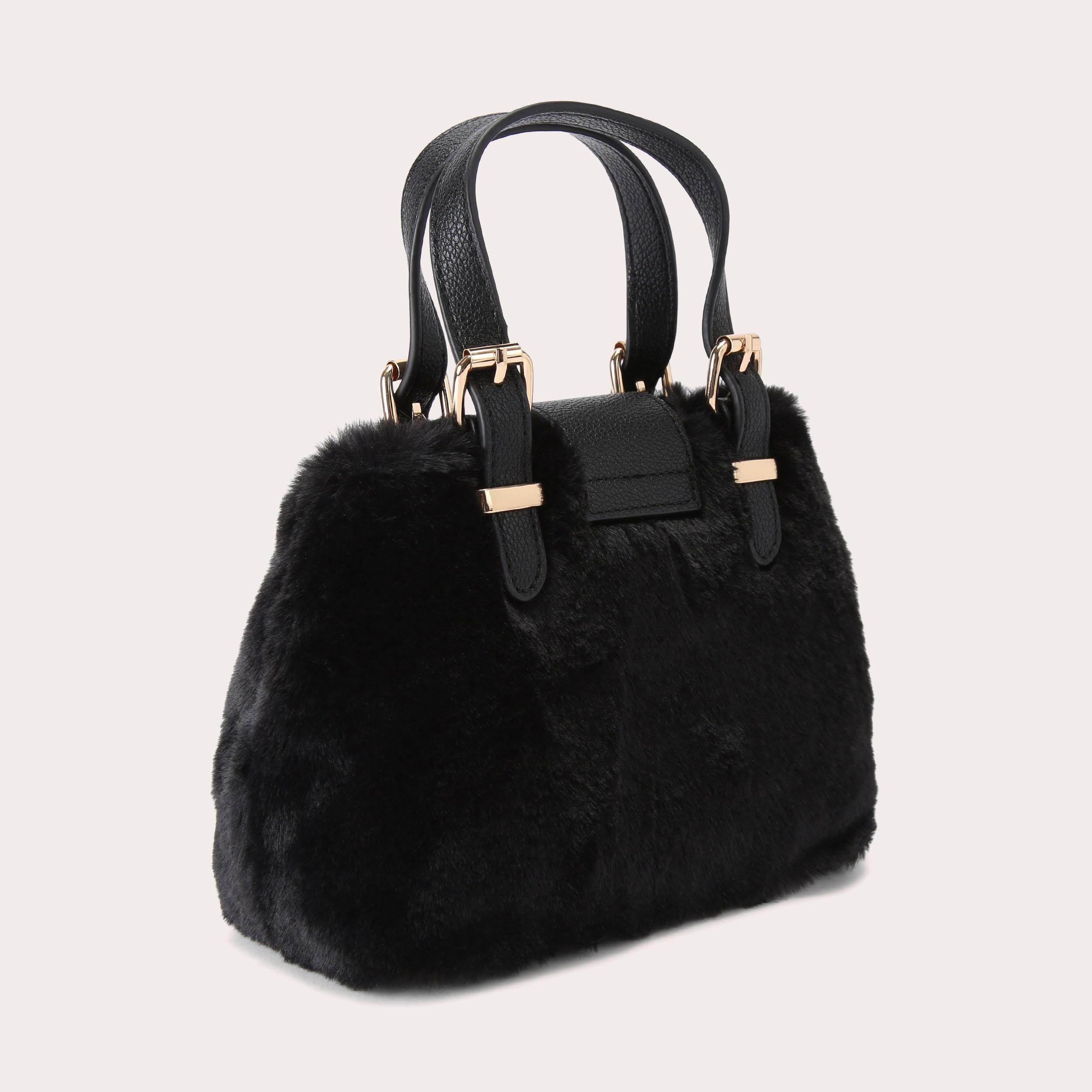 MICRO MANDY FUR Black Faux Fur Cross Body Bag by CARVELA
