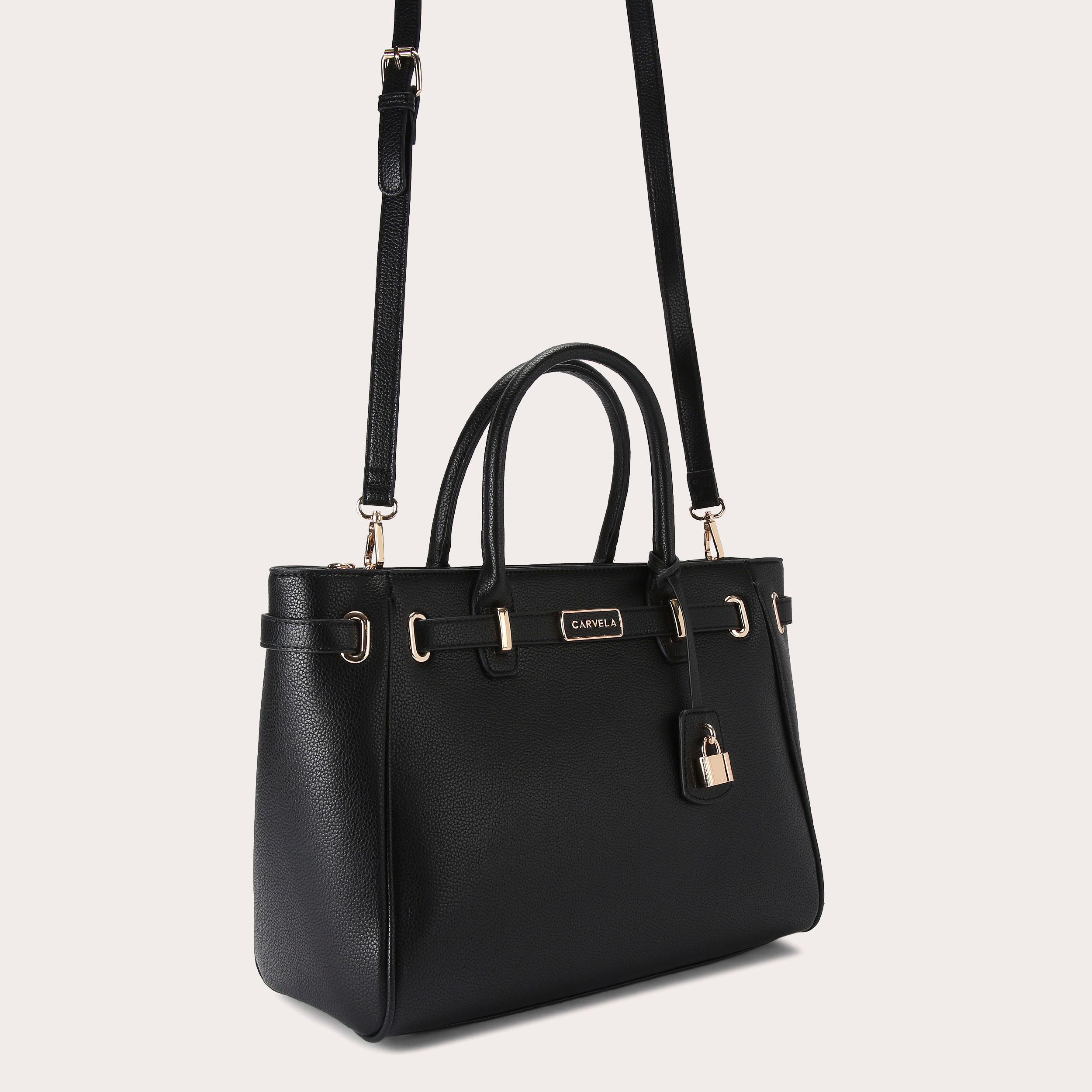 Black structured tote bag hotsell
