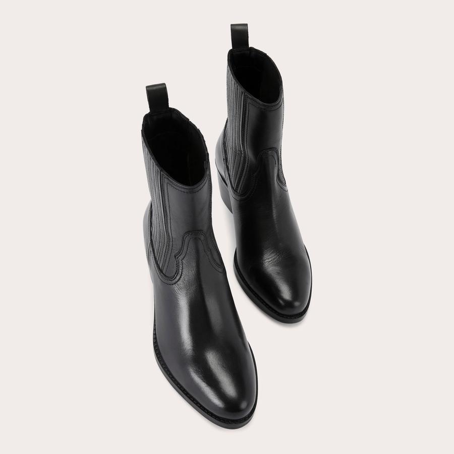 DOLLY WESTERN Black Leather Boots by CARVELA
