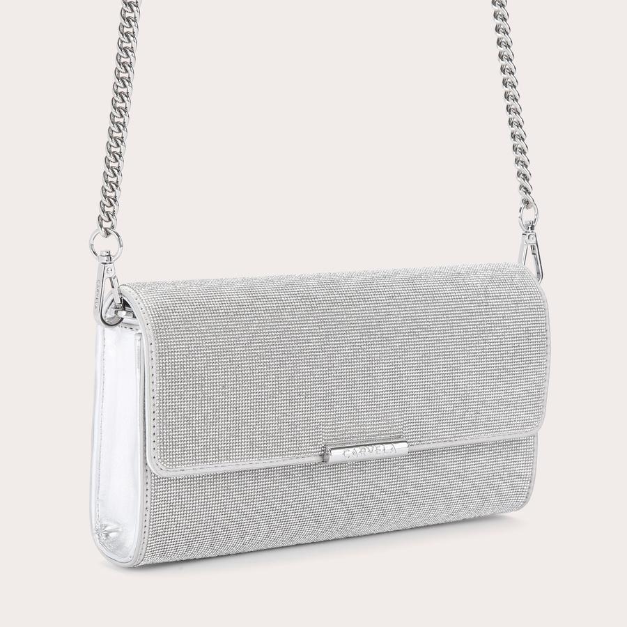 LARGE GALA CLUTCH 2 Silver Clutch Bag by CARVELA