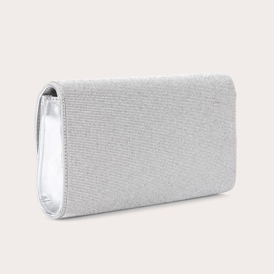 LARGE GALA CLUTCH 2 Silver Clutch Bag by CARVELA