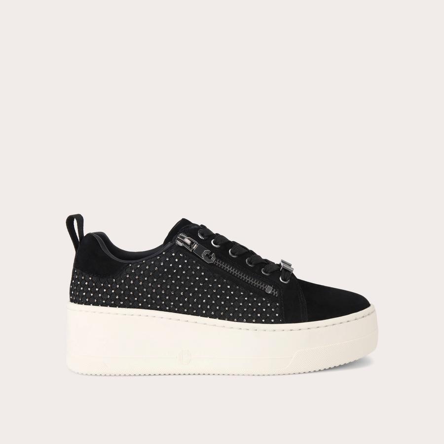 CONNECTED ZIP HOTSOX Black Suede Crystal Trainer by CARVELA