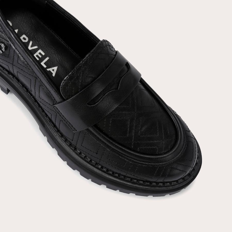 CAUTION LOAFER Black Stitched Slip On Loafer by CARVELA