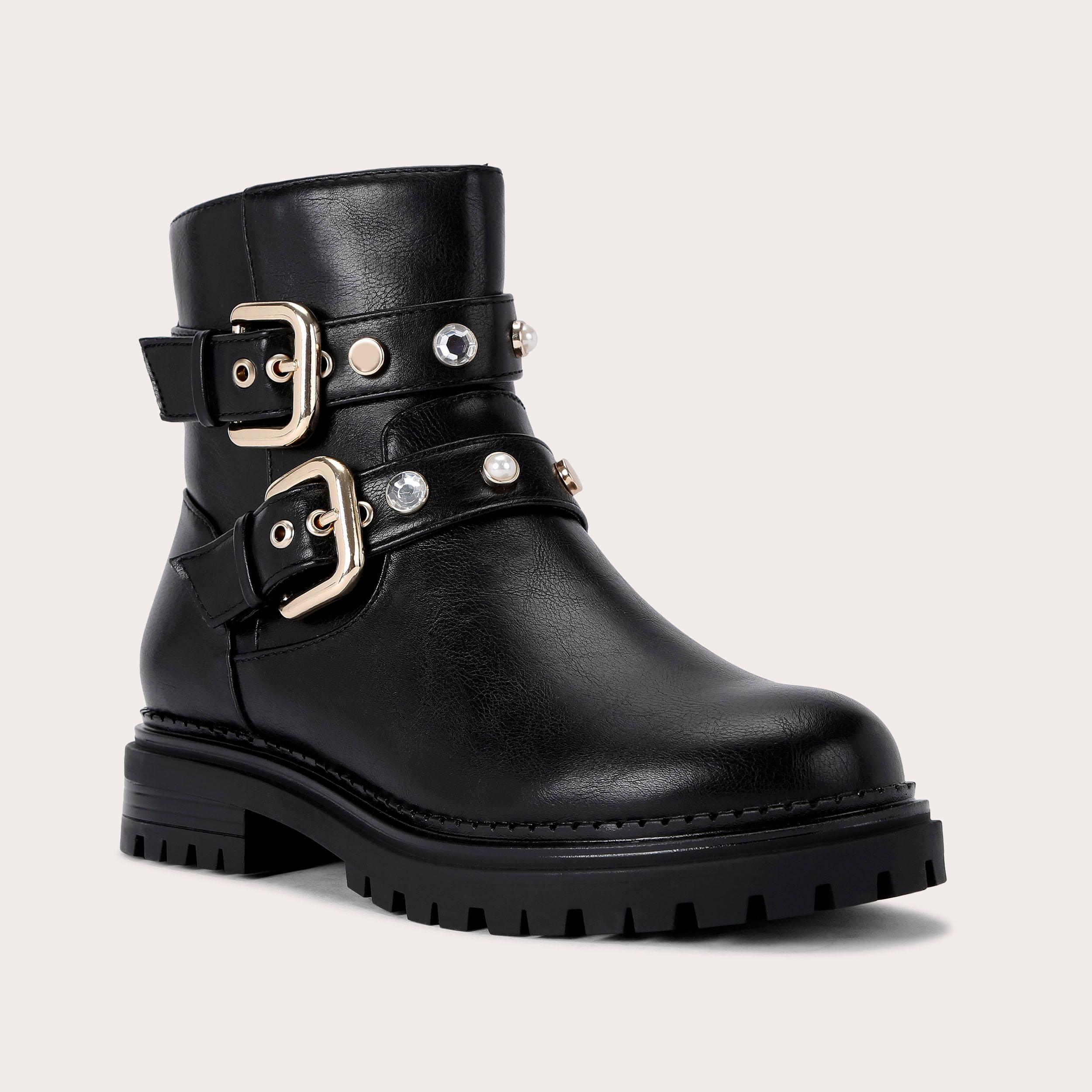 CAUTION BIKER JEWEL Black Synthetic Ankle Boot by CARVELA