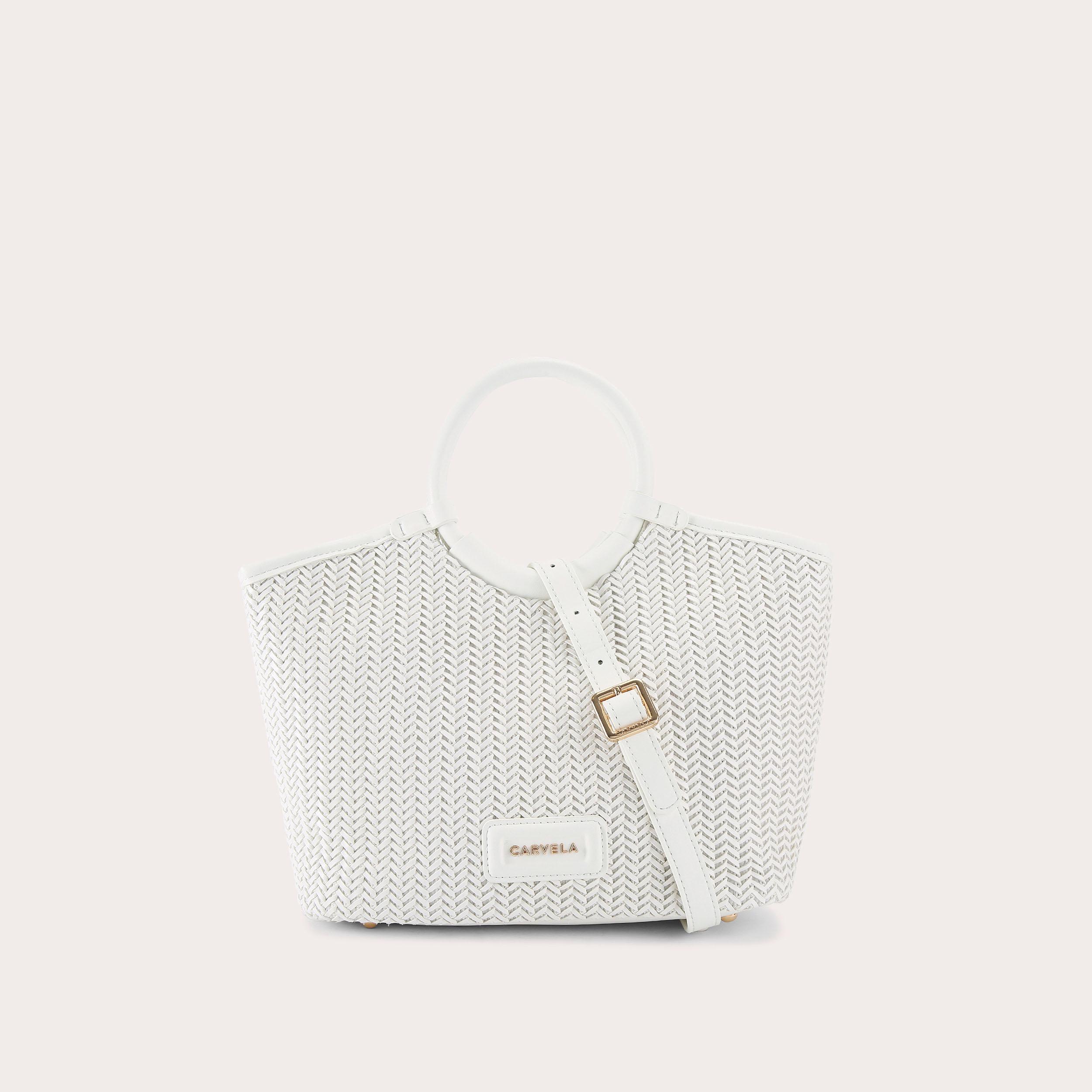 carvela SARDINIA MIDI WEAVE Bone Midi Tote Bag by CARVELA