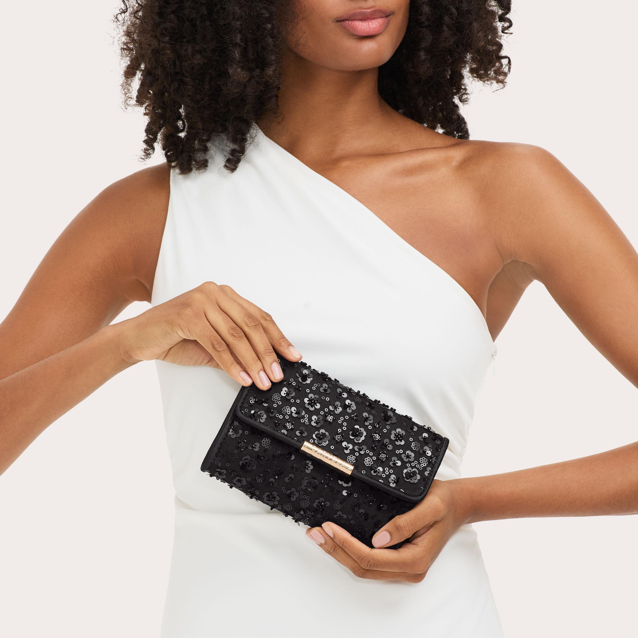 GALA CLUTCH 2 Black Sequin Clutch Bag by CARVELA