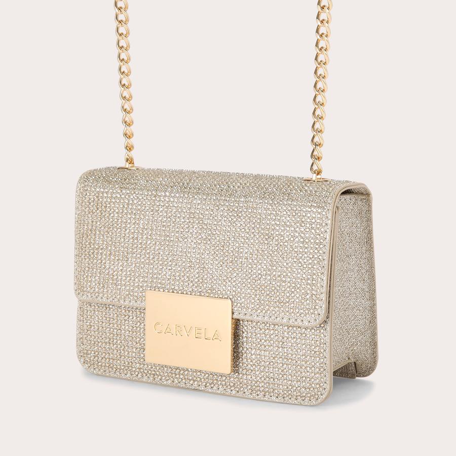 BEE MINI XBODY Gold Glitter Cross Body Bag by CARVELA