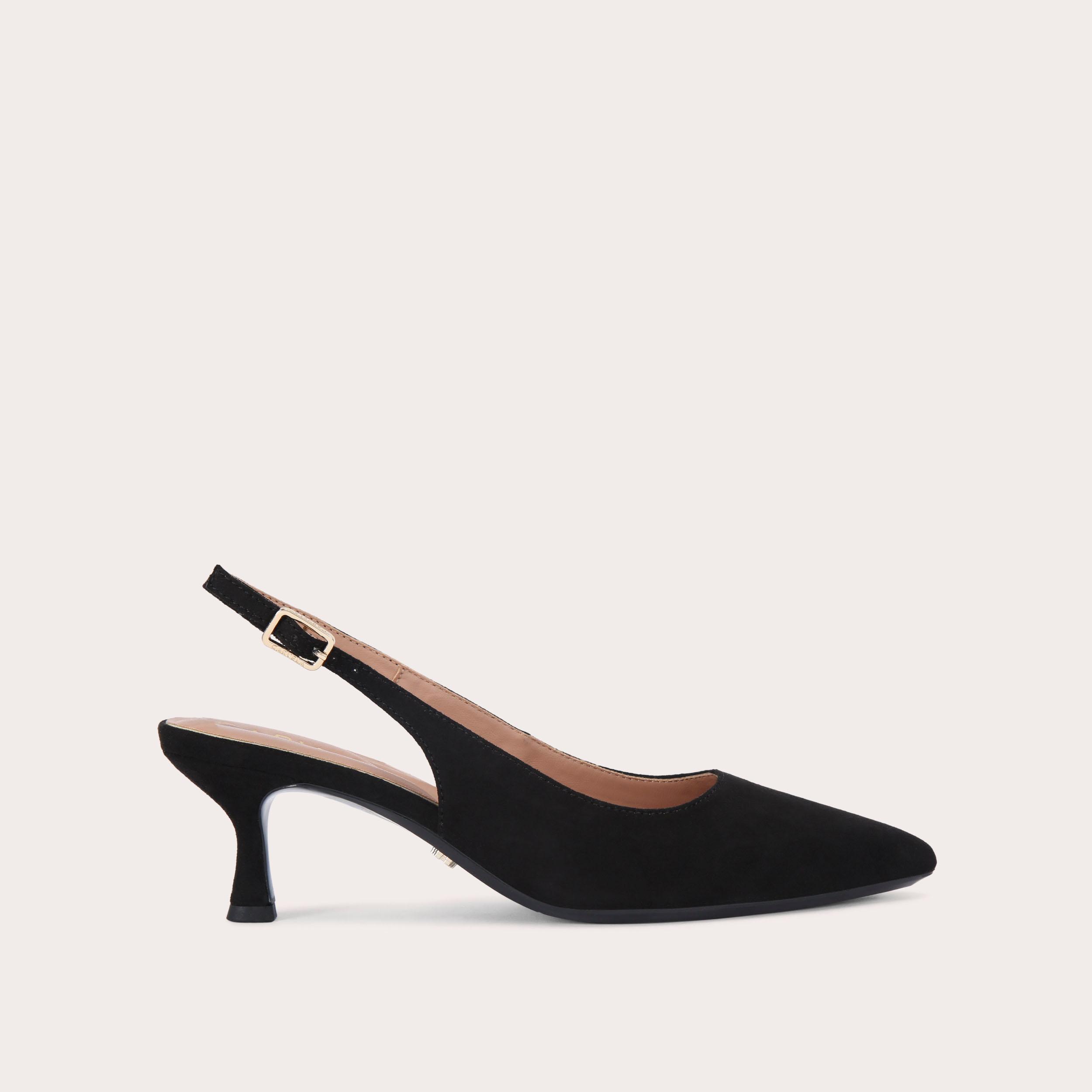 Black suede sling back shoes online