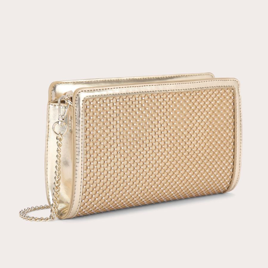 LAVISH JEWEL CLUTCH Gold Crystal Clutch Bag by CARVELA