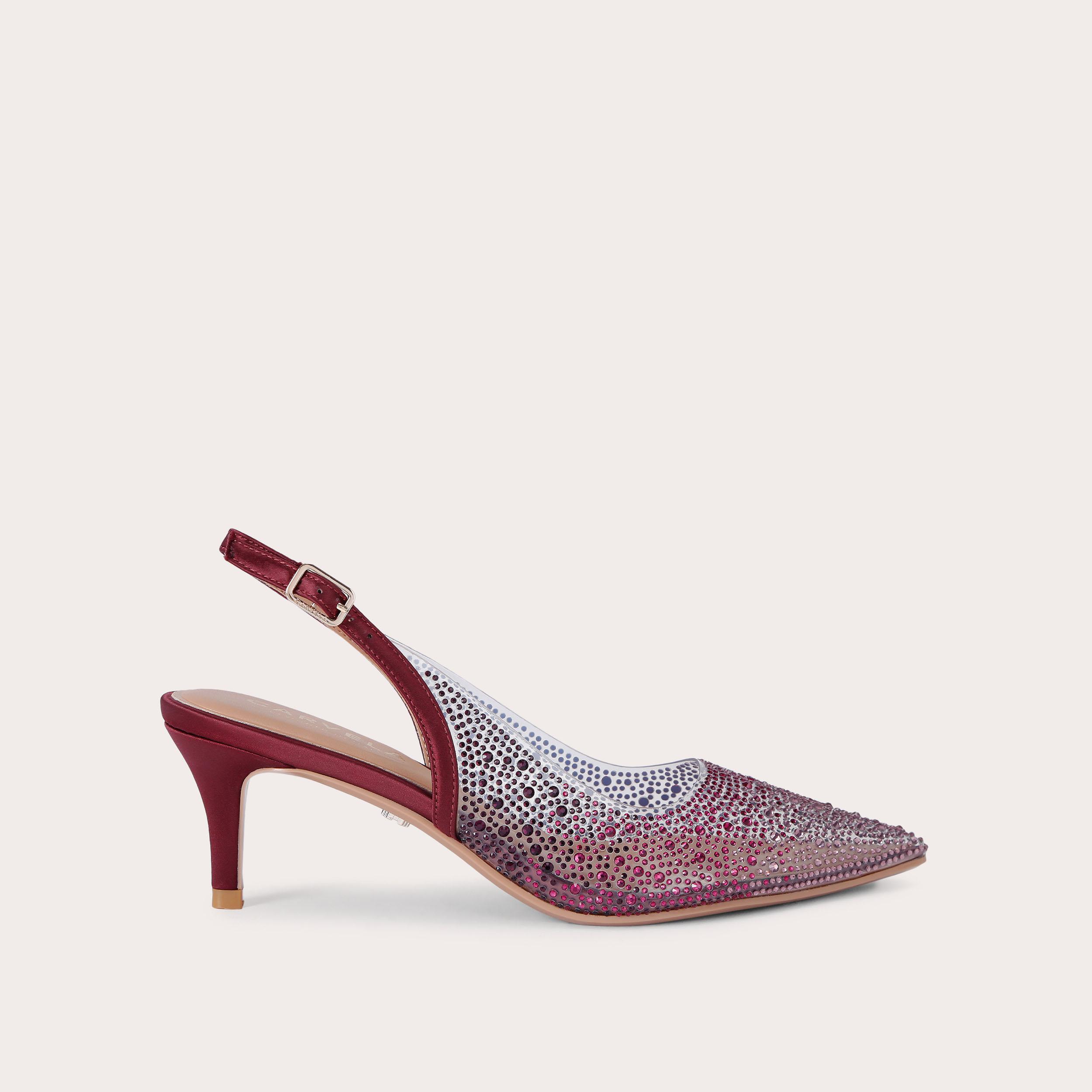 carvela POSITANO VINYL SLING LOW Vinyl Wine Slingback Heel by CARVELA