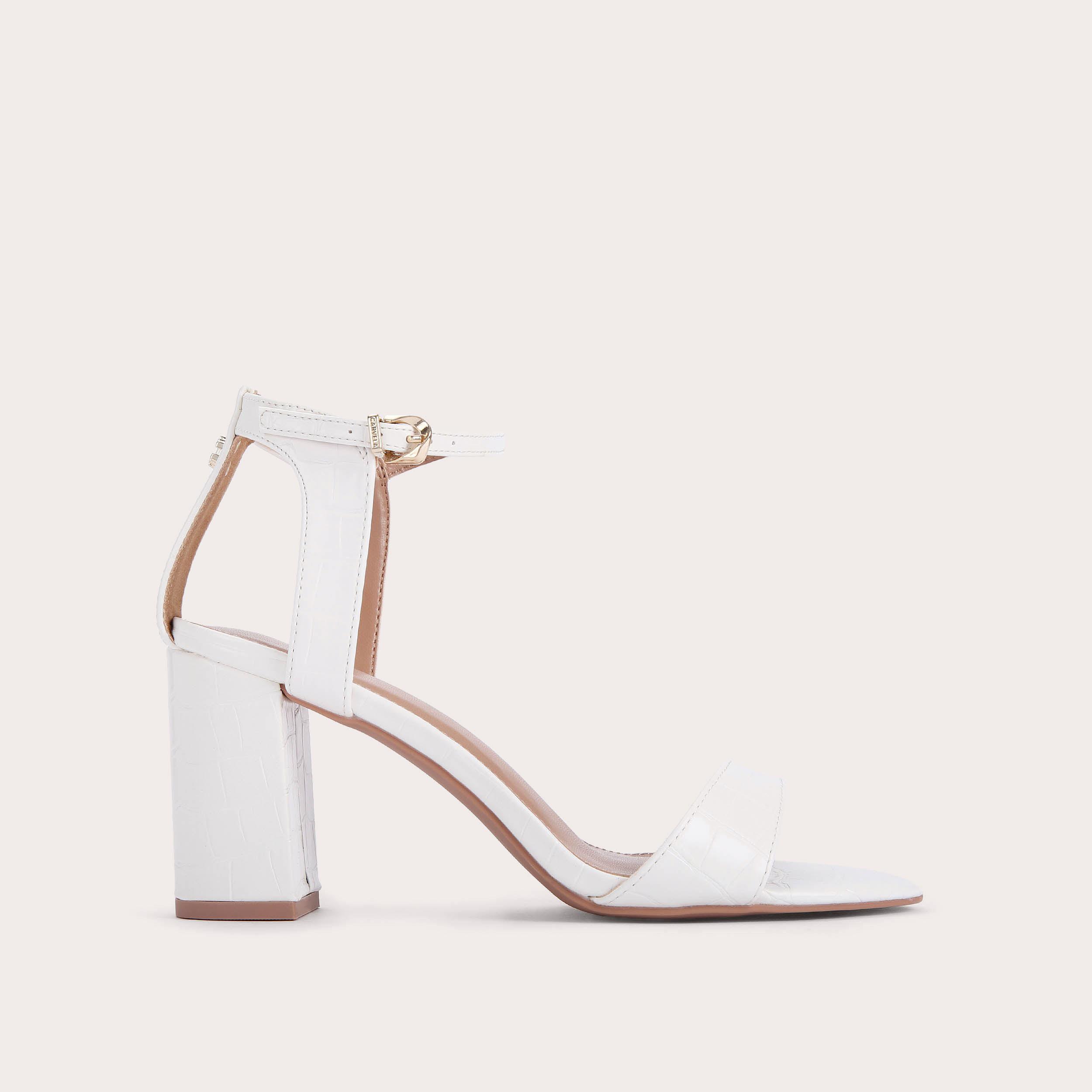 KIKI White Block Heel Sandals by CARVELA