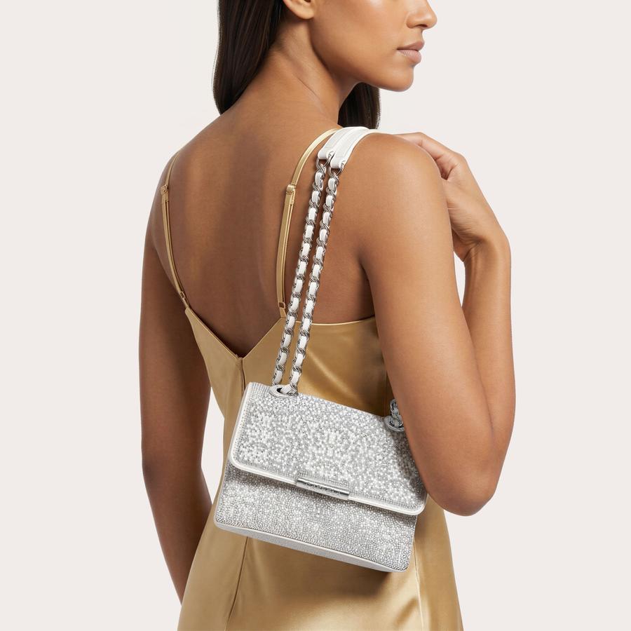 ROSA CHAIN SHOULDER Silver Crystal Cross Body Bag by Carvela
