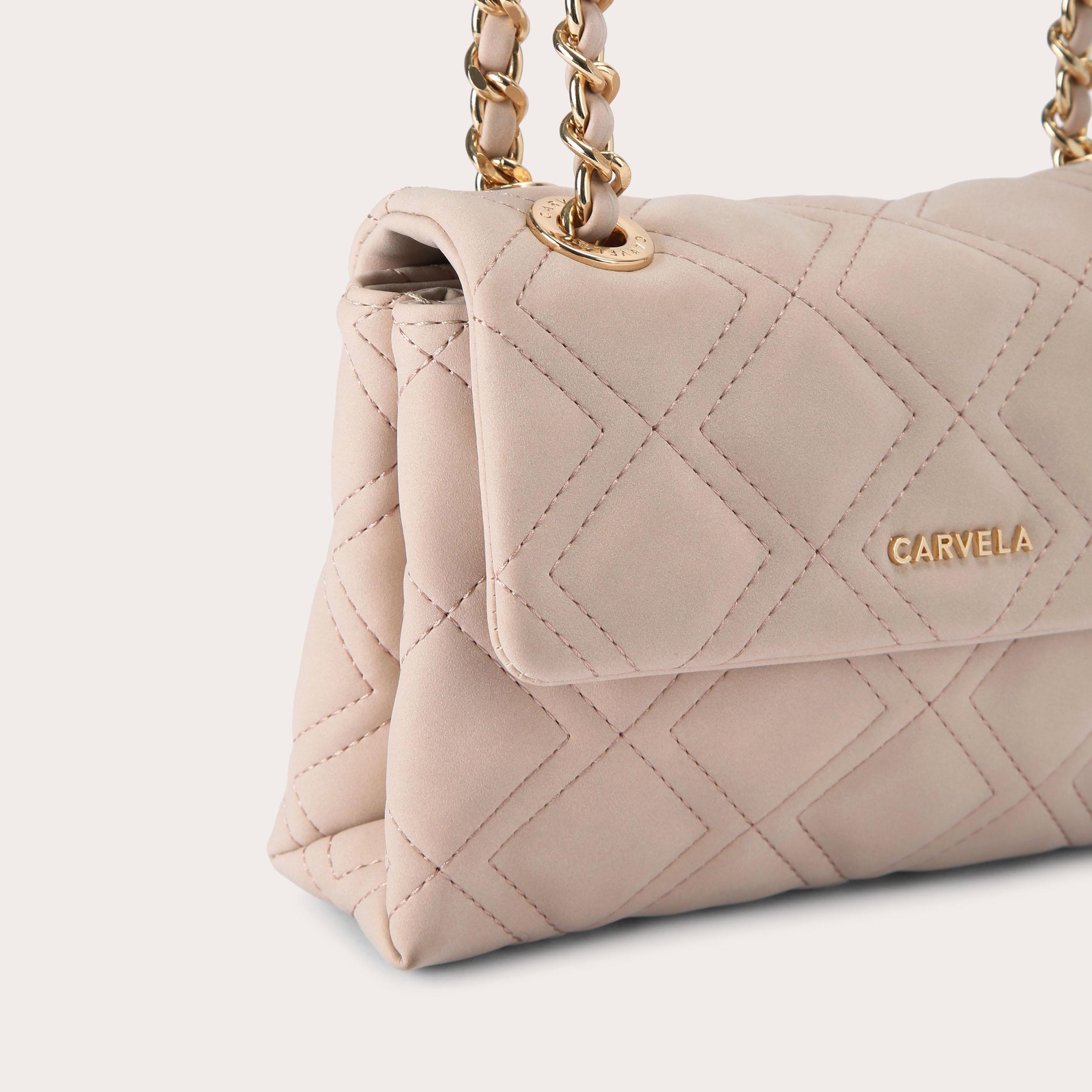 ROSA CHAIN SHOULDER Blush Microsuede Chain Shoulder by Carvela
