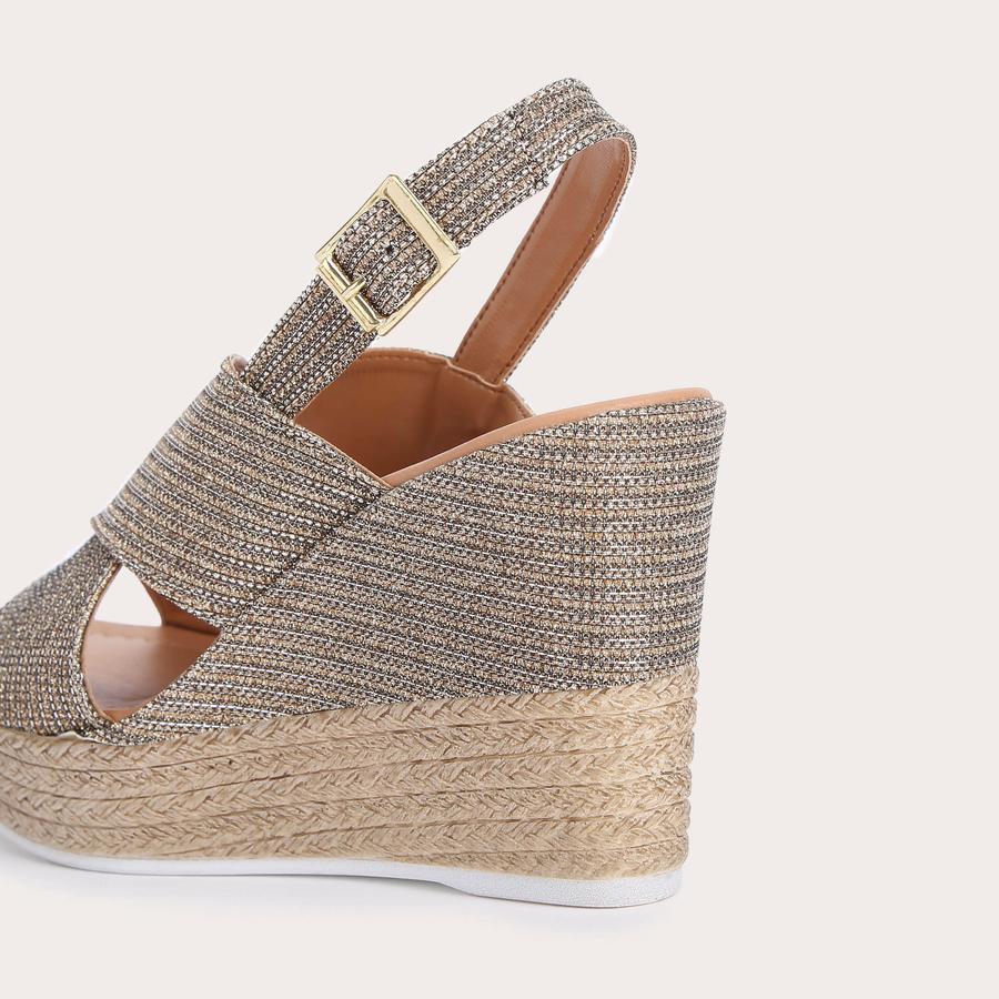 STARLIGHT Gold Embellished Espadrille Wedge Sandals by CARVELA COMFORT