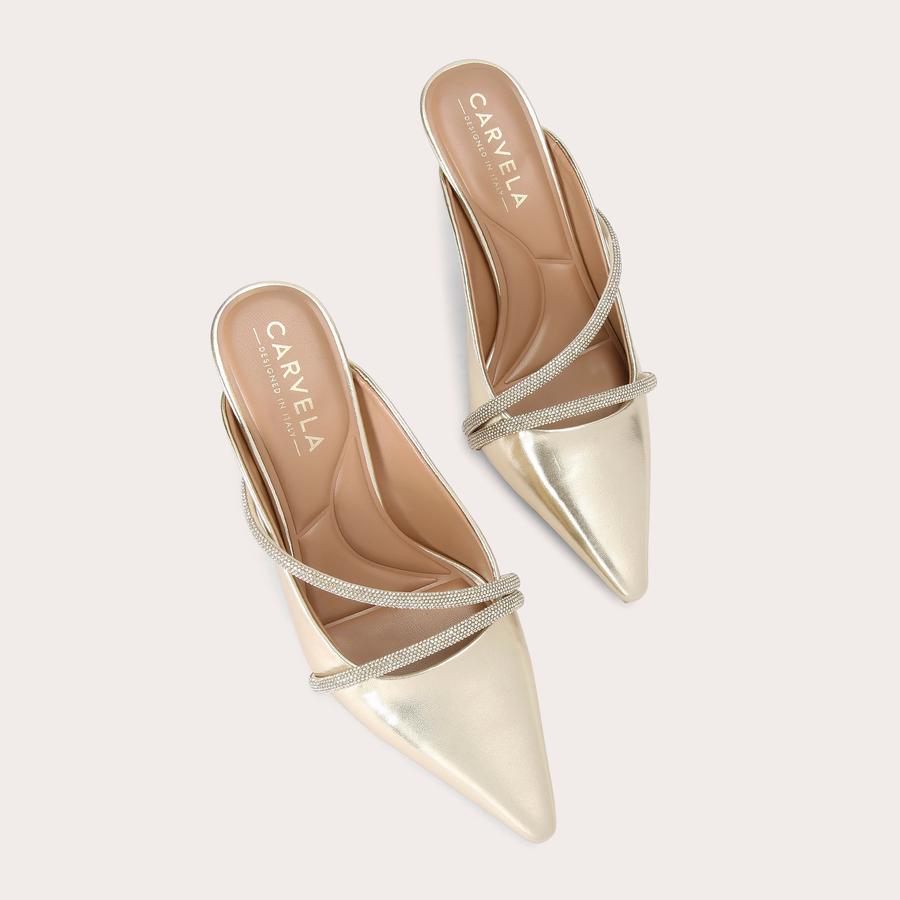 PAPARAZZI MULE COURT Metallic Gold Mule Heel by CARVELA