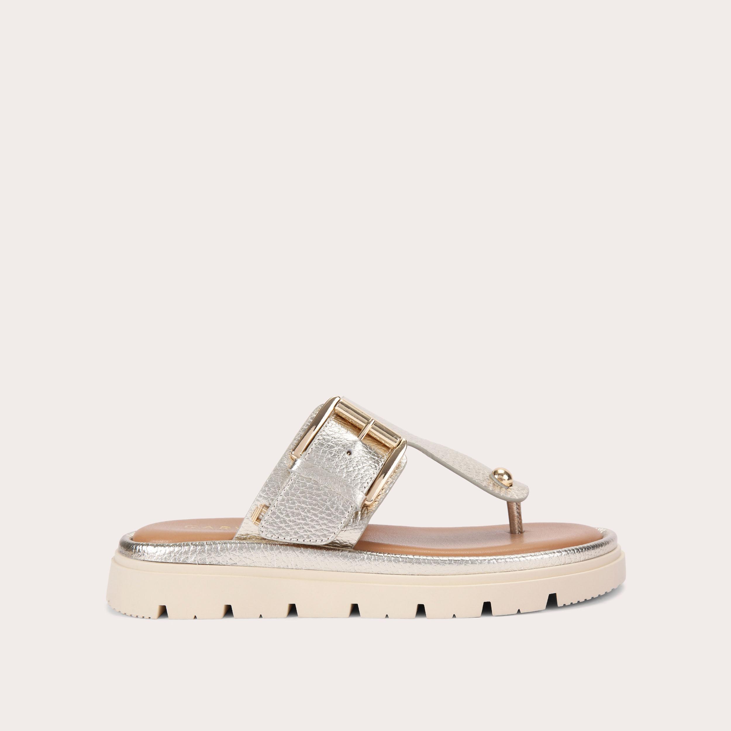 Sandales femme dorées à semelle crantée camel tendance et confortables