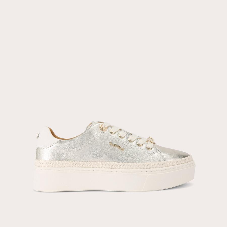 CAPRESE SNEAKER Gold Leather Lace Up Trainer by CARVELA