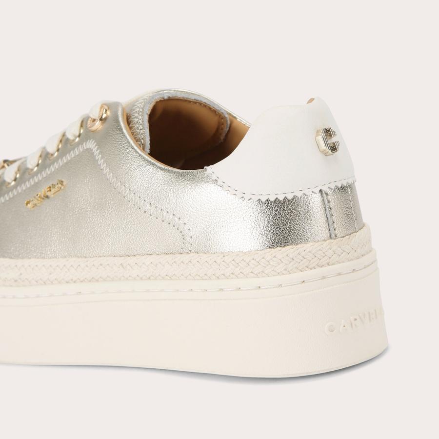 CAPRESE SNEAKER Gold Leather Lace Up Trainer by CARVELA
