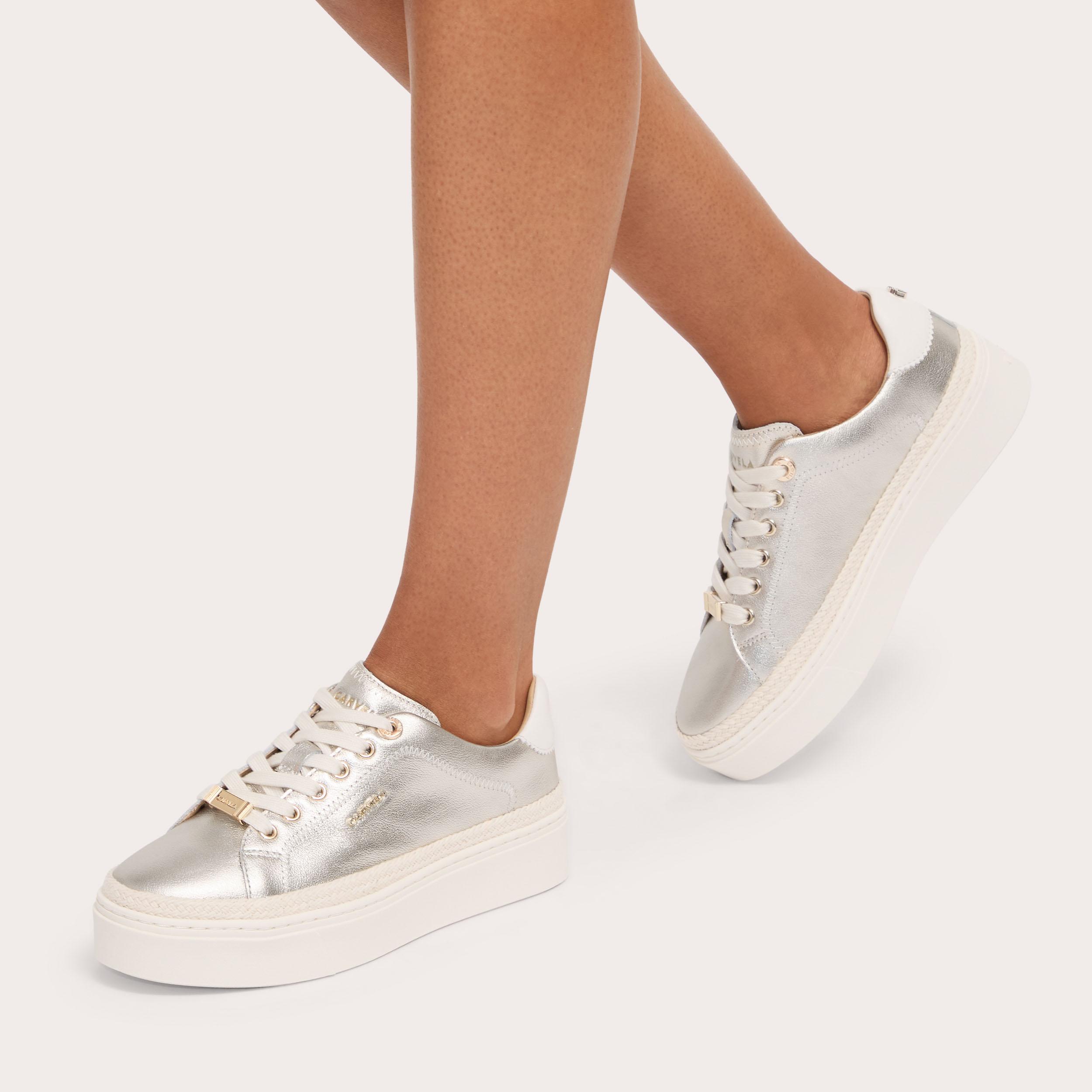 CAPRESE SNEAKER Gold Leather Lace Up Trainer by CARVELA