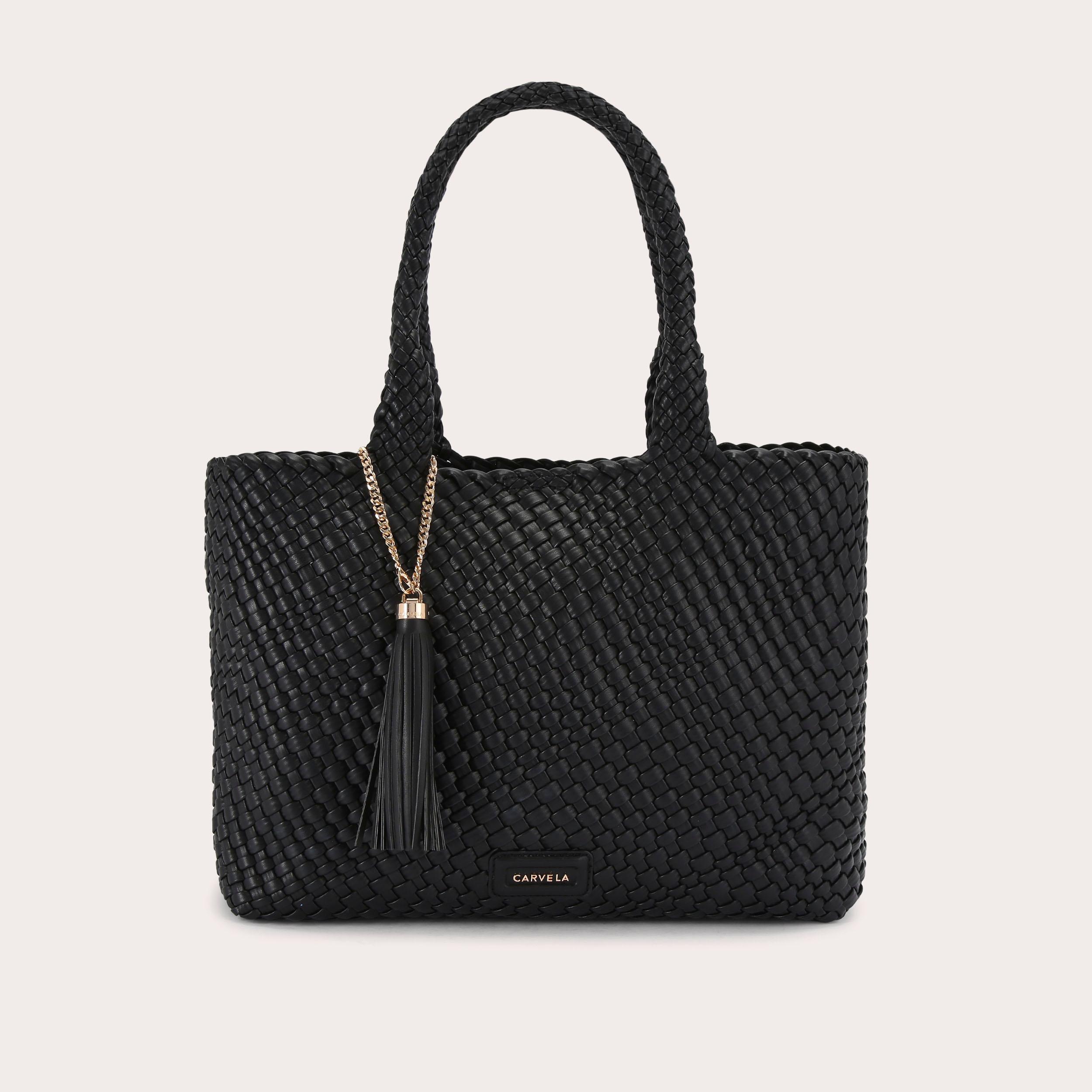 carvela VERONA WEAVE TOTE BAG Black Woven Tote Bag by CARVELA