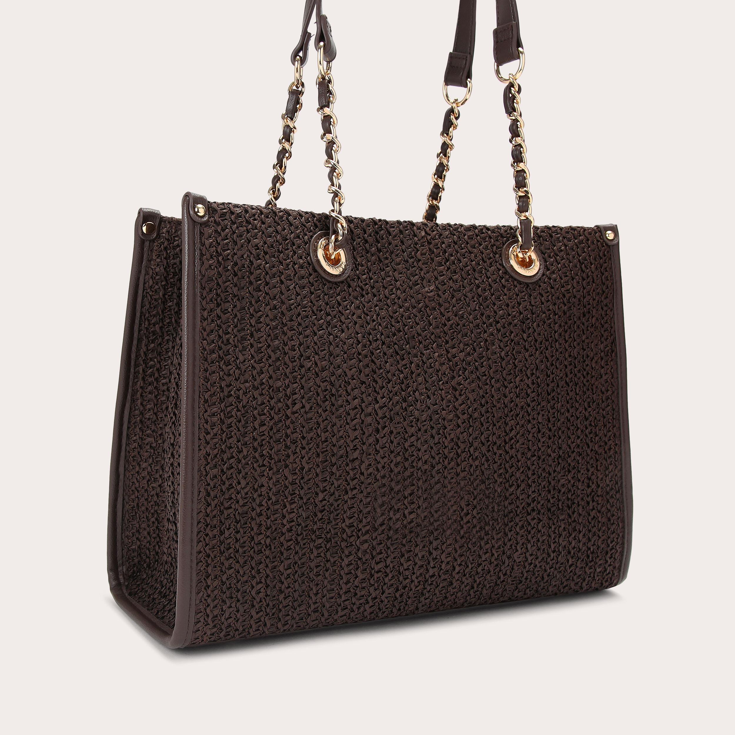 SORRENTO MIDI RAFFIA Dark Brown Raffia Sorrento Tote Bag by Carvela
