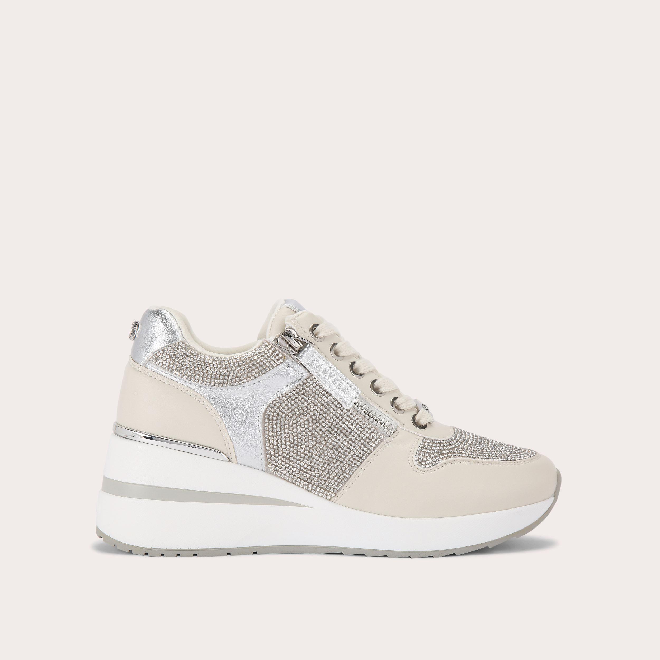 HIGH RISE JEWEL Crystal Hidden Heel Trainer by CARVELA