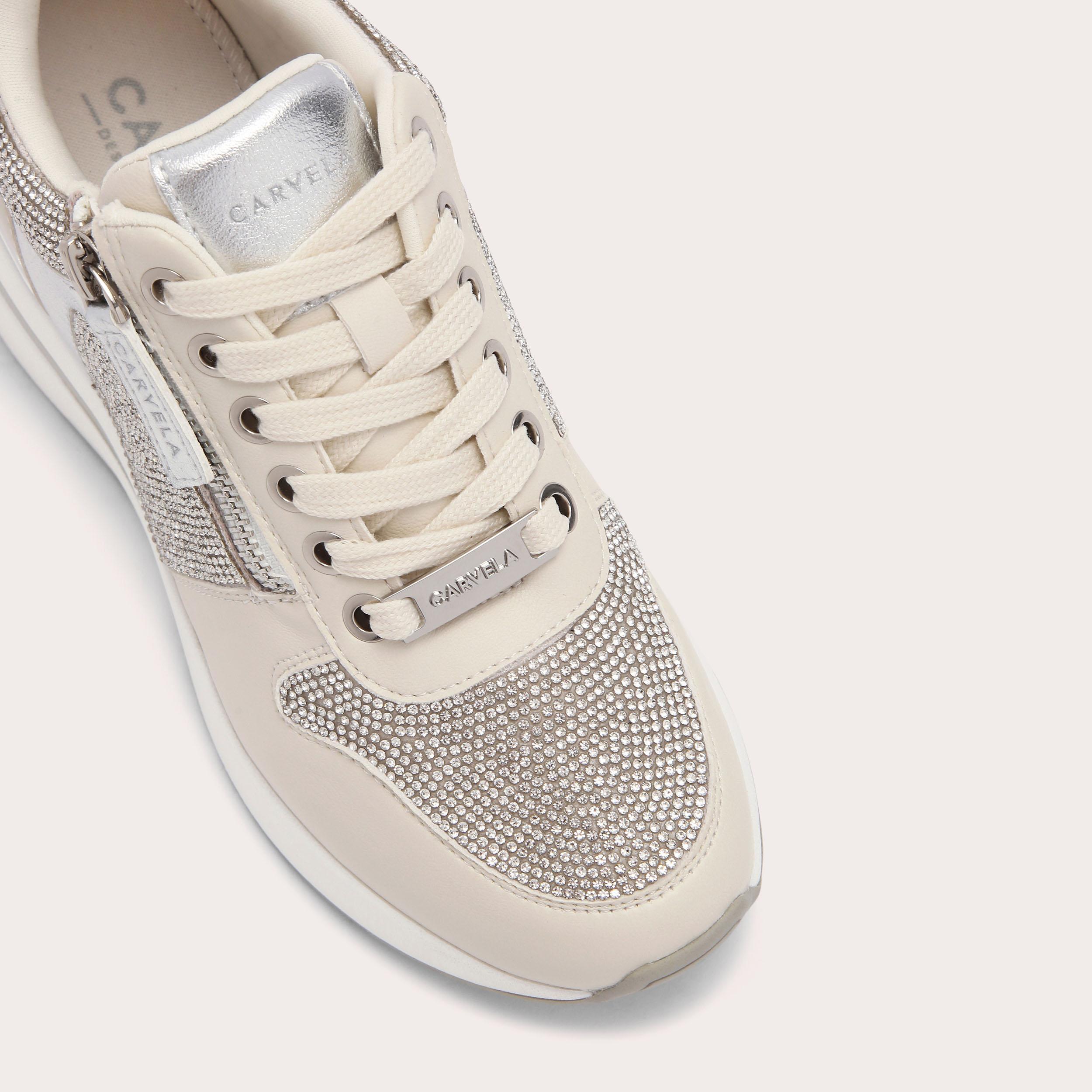 HIGH RISE JEWEL Crystal Hidden Heel Trainer by CARVELA