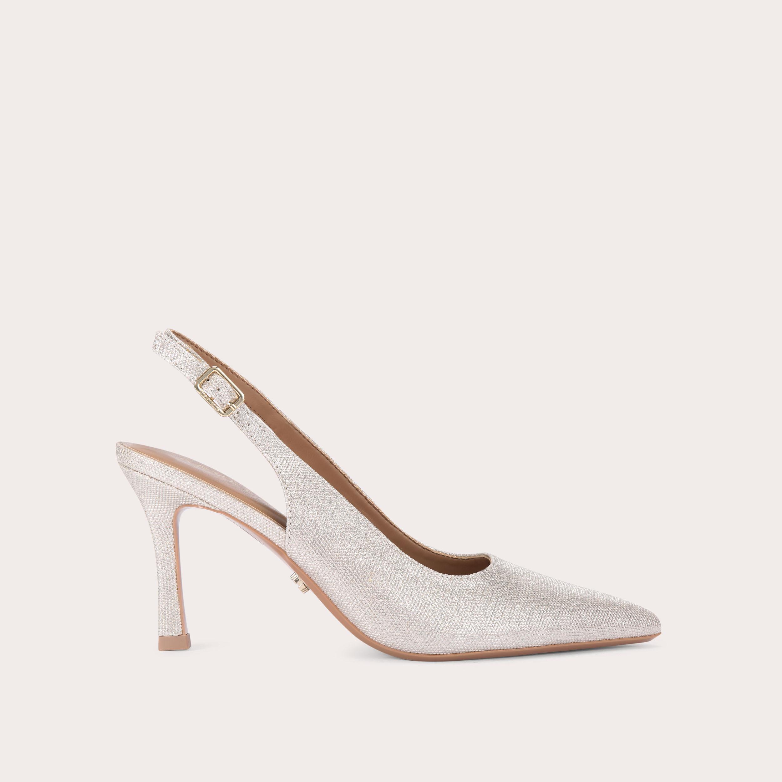 新品 【BRENTELLA】sling back curve heel 36 CORLETTA SLING COURT Fabric Champagne Slingback Heel by CARVELA