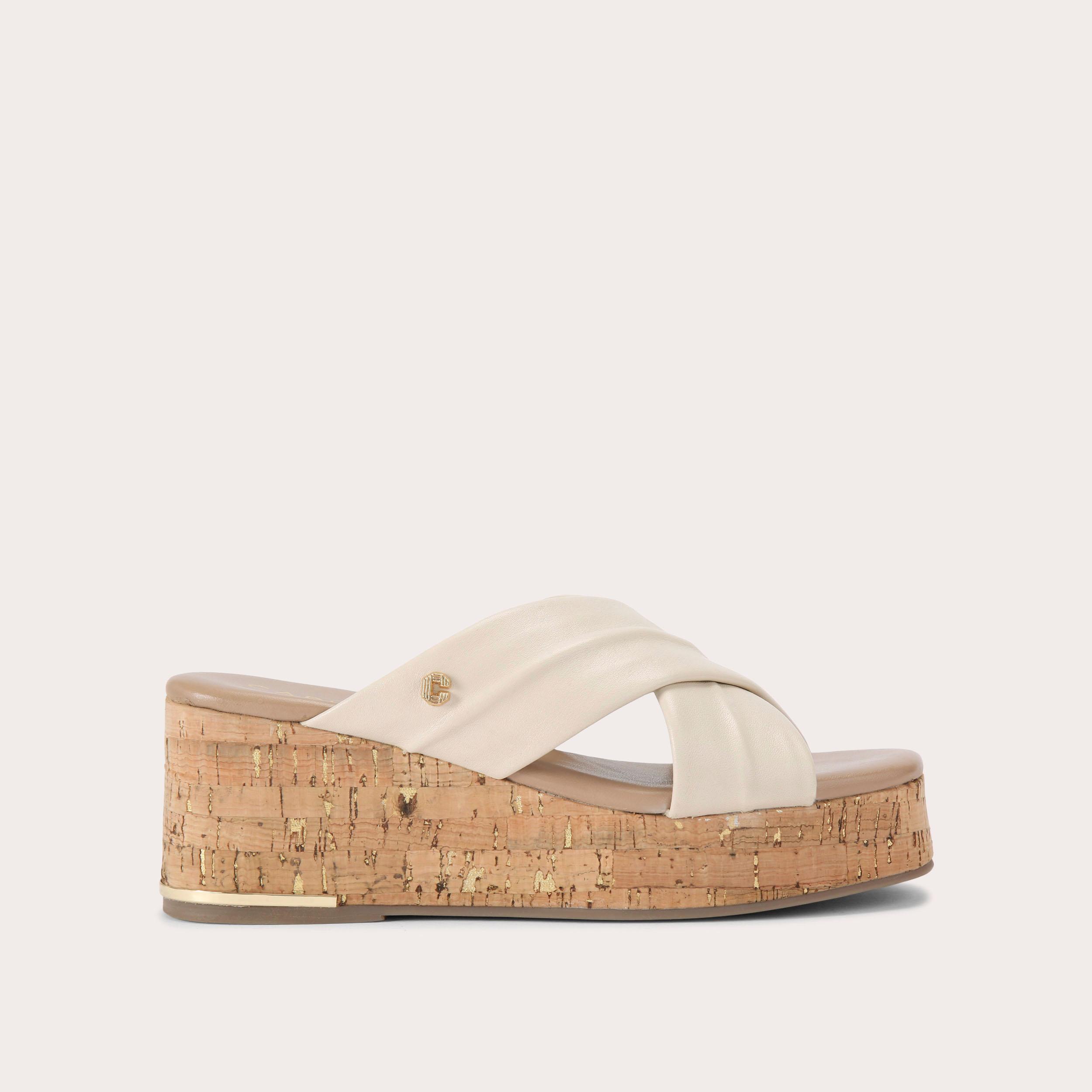 FRESCO CROSS WEDGE Bone Leather Cross Strap Sandal by CARVELA COMFORT