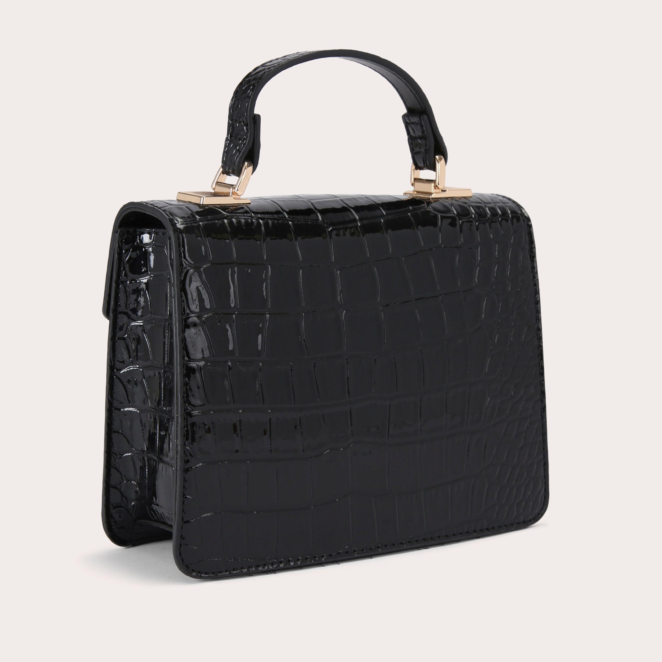 JESSICA TOP HANDLE Black Croc Print Top Handle Bag by CARVELA