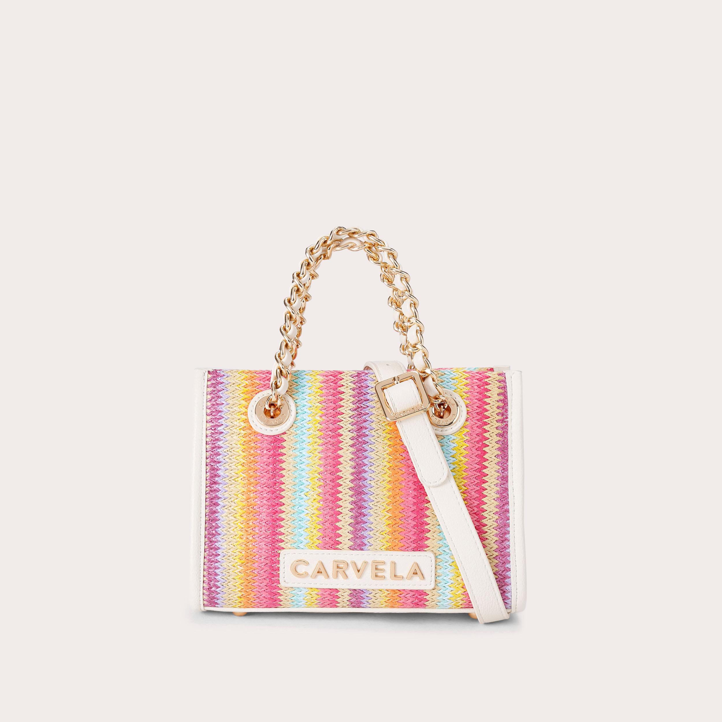 LEILA RAFFIA MINI TOTE Rainbow Raffia Mini Tote Bag by CARVELA