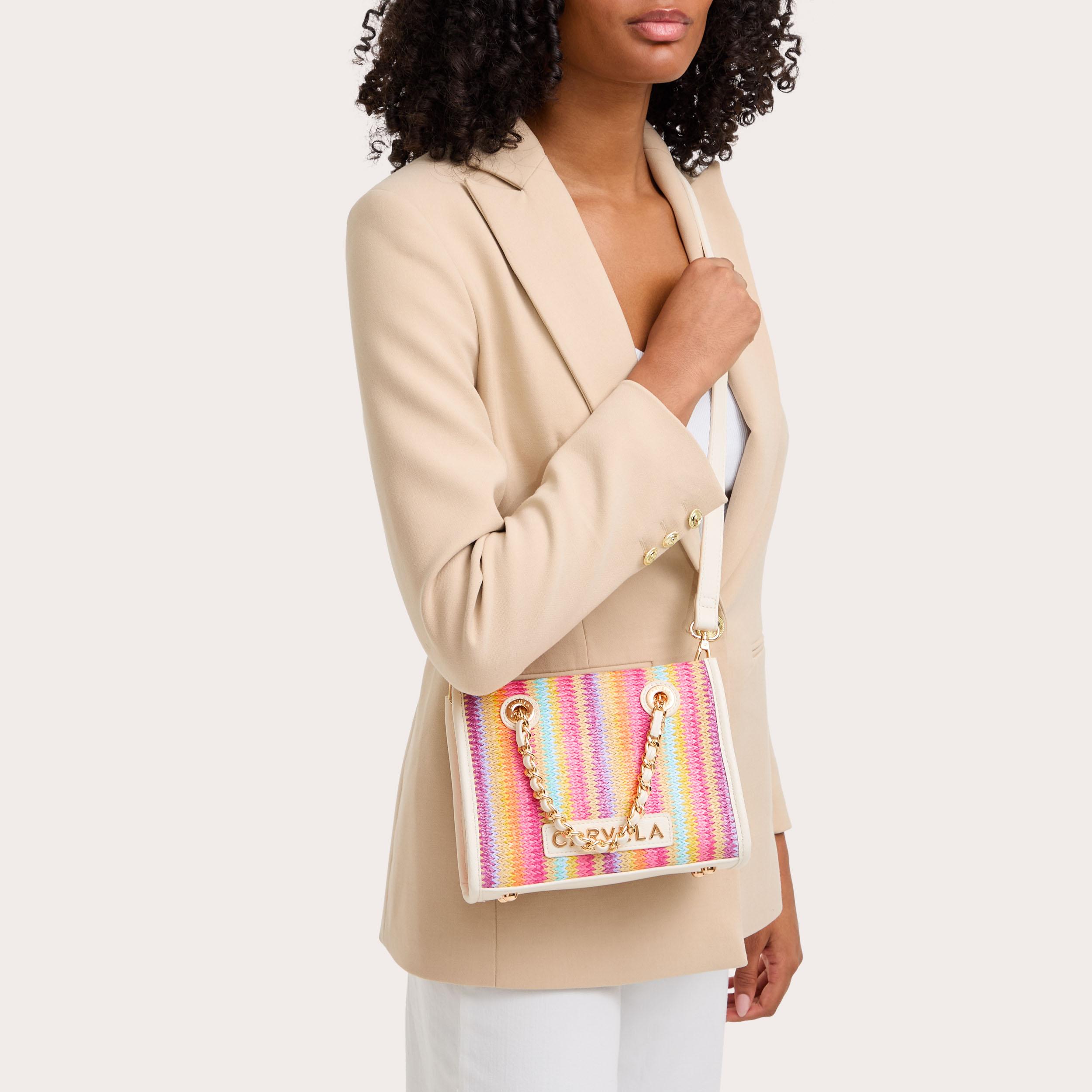 Leather Trimmed Raffia Mini
