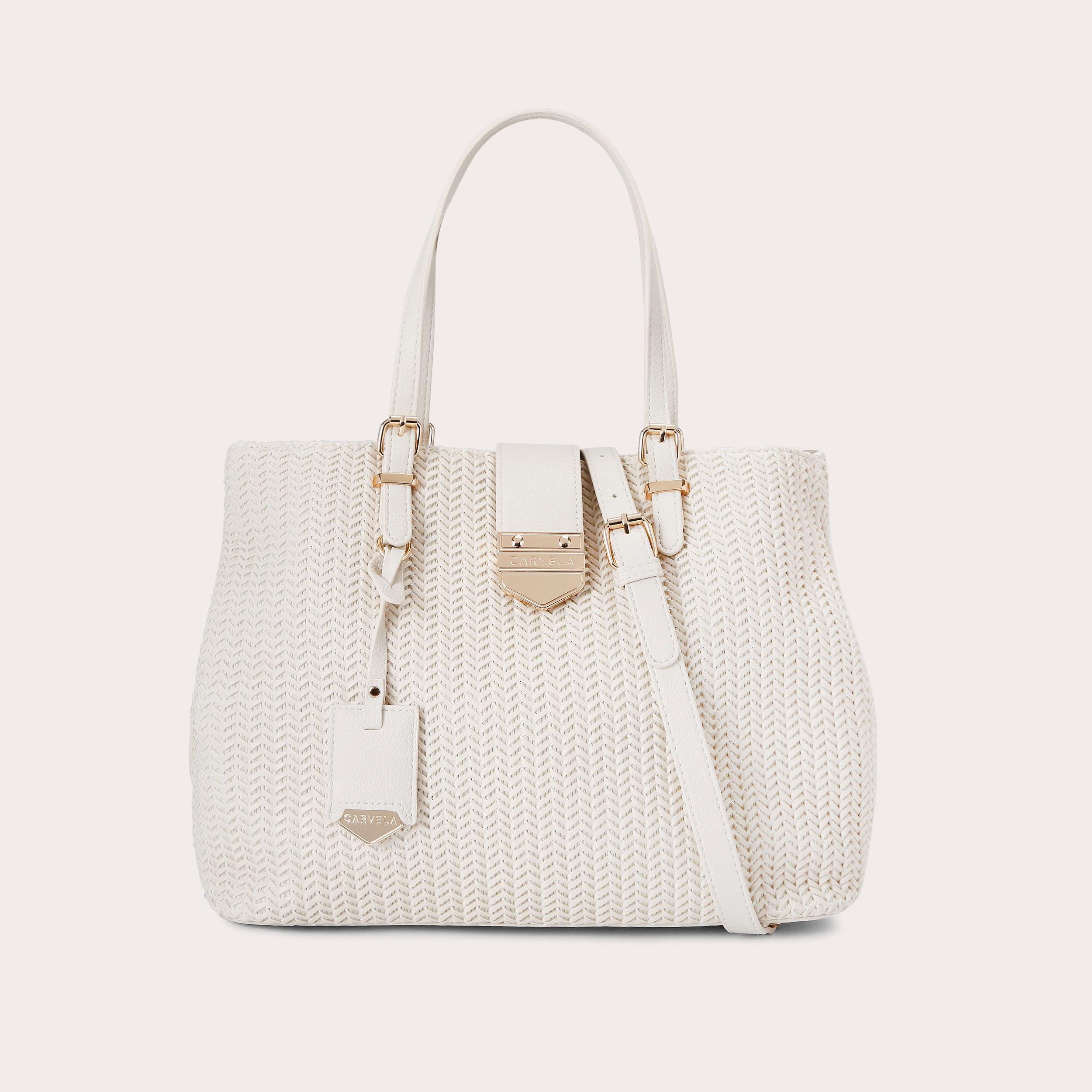 carvela MARIA MIDI WEAVE Woven Bone Tote Bag by CARVELA