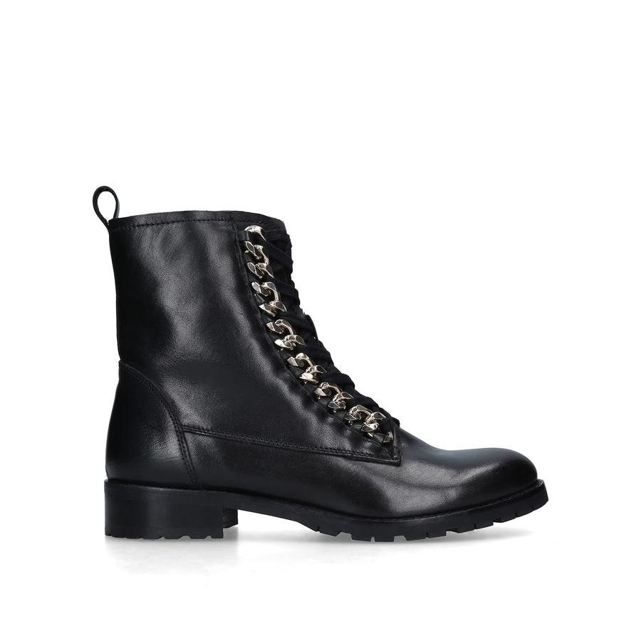 SAVIOUR Black Chain Detail Biker Boots by CARVELA