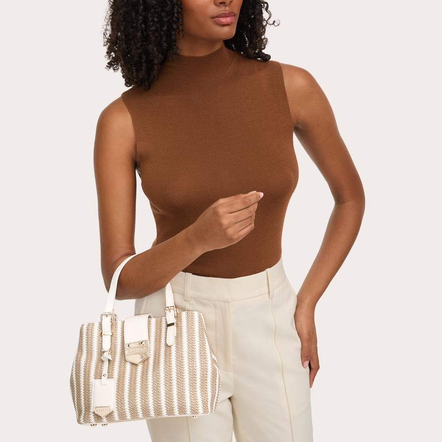 MARIA MINI STRIPE Striped Mini Raffia Bag by CARVELA