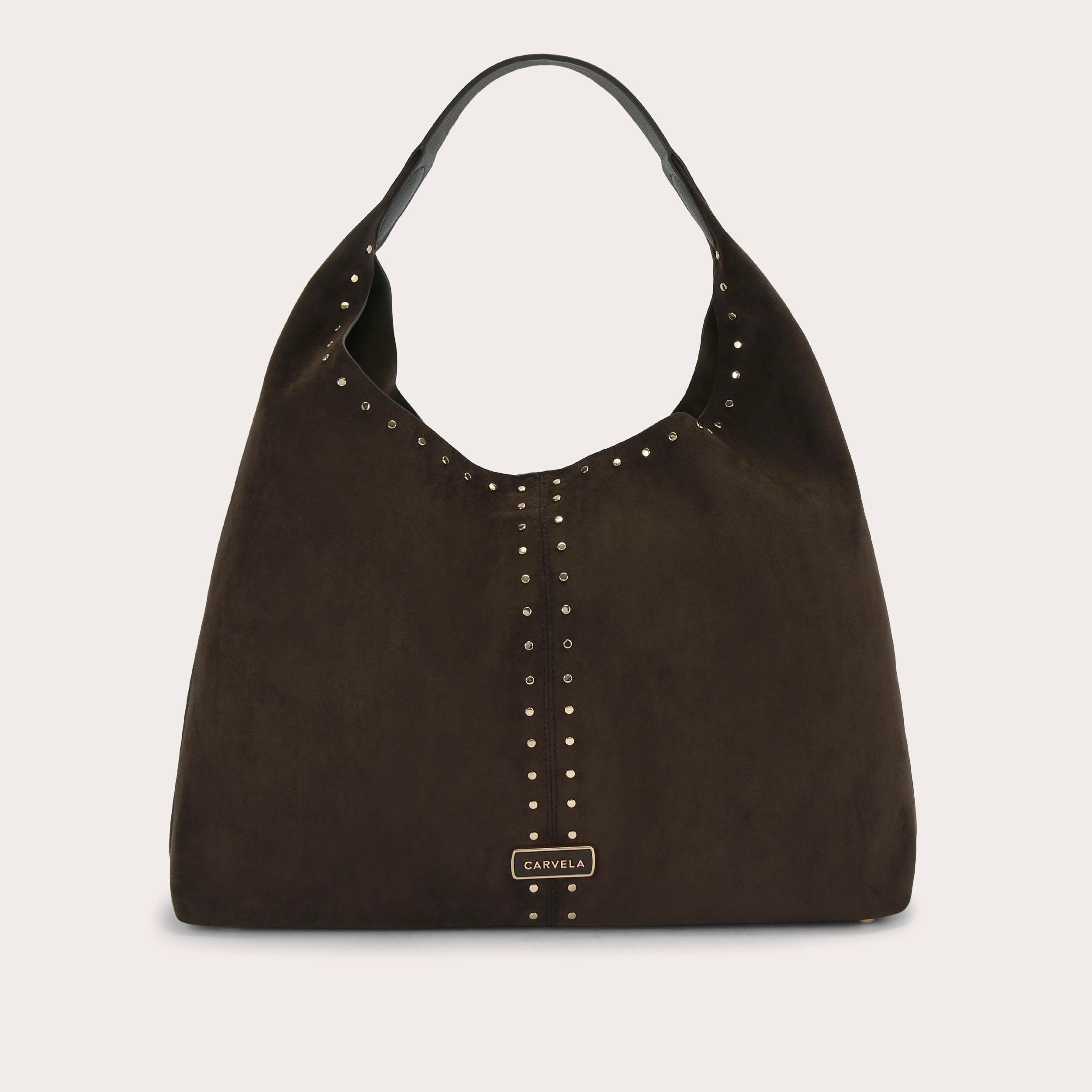 Cinzia Studded Shoulder Bag - brown